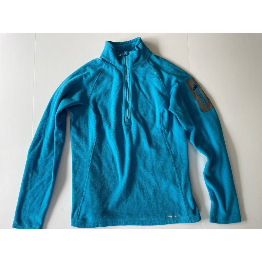 Eddie Bauer Women's Medium PolarTec Fleece Quarter Zip Pullover Blue‎ Outdoor